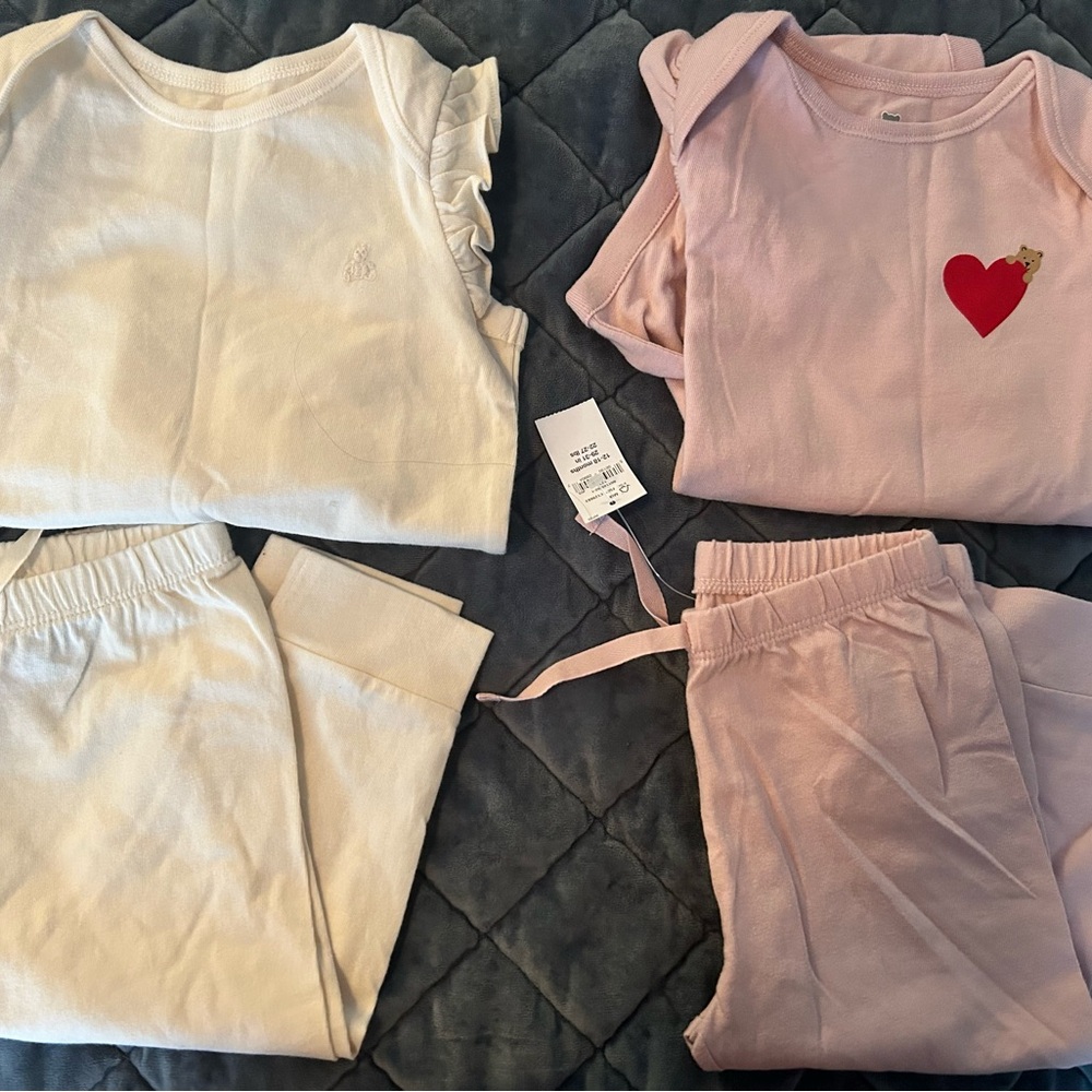 Baby GAP Kids “First Favorites” matching sets- White and Light Pink